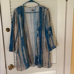 Anis.A light kimono style jacket size XL shades of turquoise aqua beige